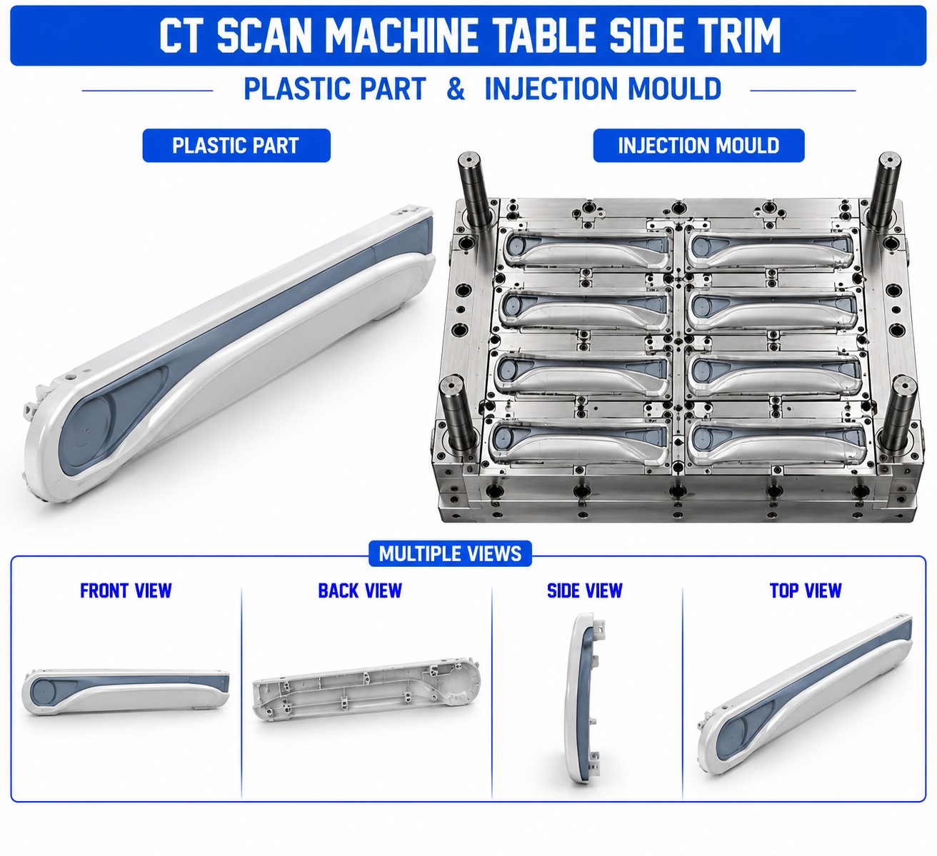 CT Scan Machine Plastic Table Side Trim Mould and Moulding Service